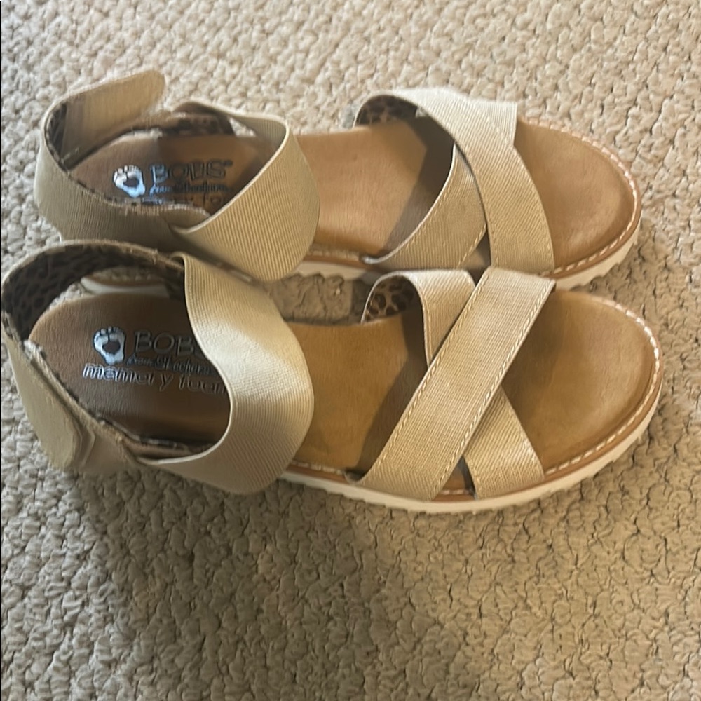 Skechers Tan Sandals with Crisscross Straps